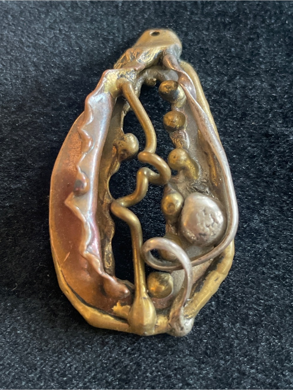 1960’s RARE Pendant brutalist Brass, Bronze, Copper !!!